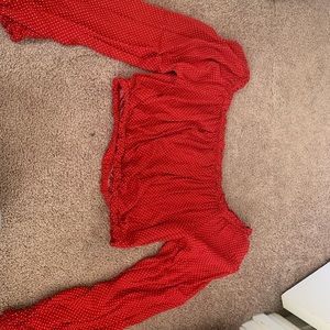Red Cropped off the shoulder top